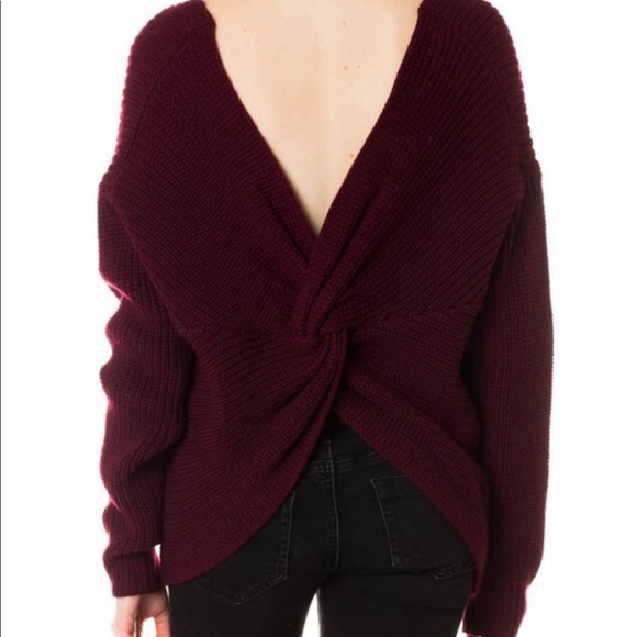 Last 1🍂 V-Neck Twisted Back Sweater-Wine 🍂 - Picture 3 of 4